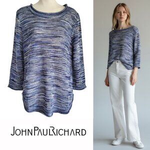 Open Weave Beachy Lightweight Rounded hem Slouchy Sweater Top Size XL